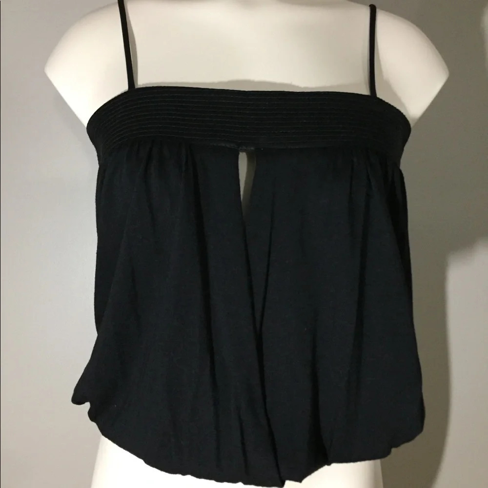 Twenty One Black Blouson Spaghetti Strap Top Keyhole Opening at Bust S